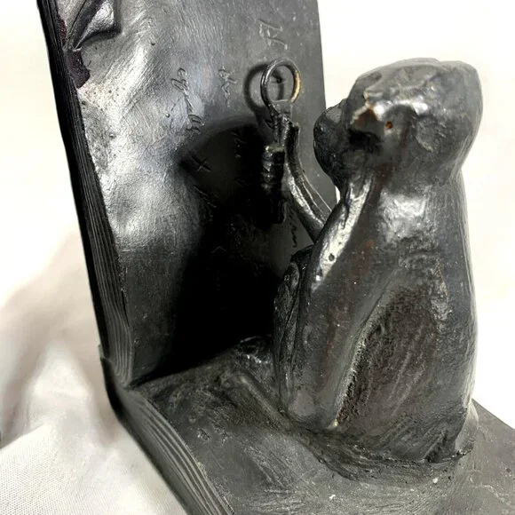 Vintage Cast Iron Monkey Bookend Reading Decorative Art Library Decor - Picture 3 of 7